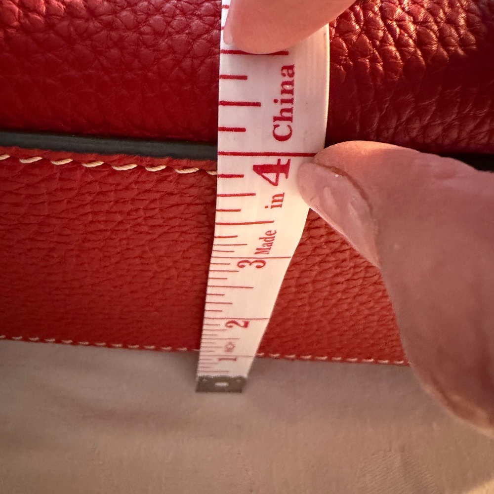 Dooney & Bourke Red Leather Textured Pebble Grain Satchel - Picture 11 of 15